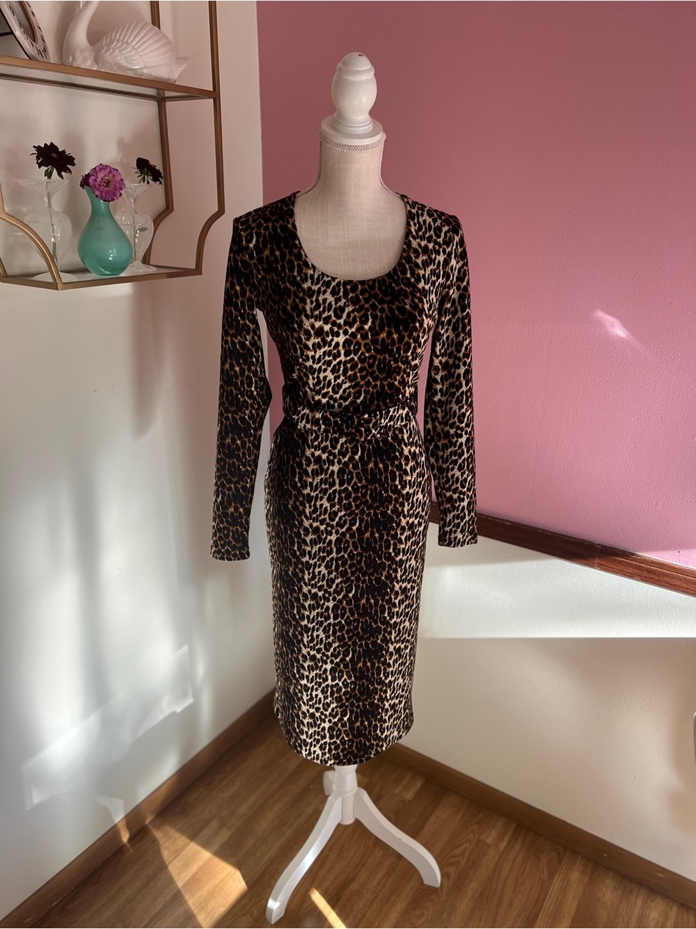Rare Vixen by Micheline Pitt Leopard Wiggle Dress